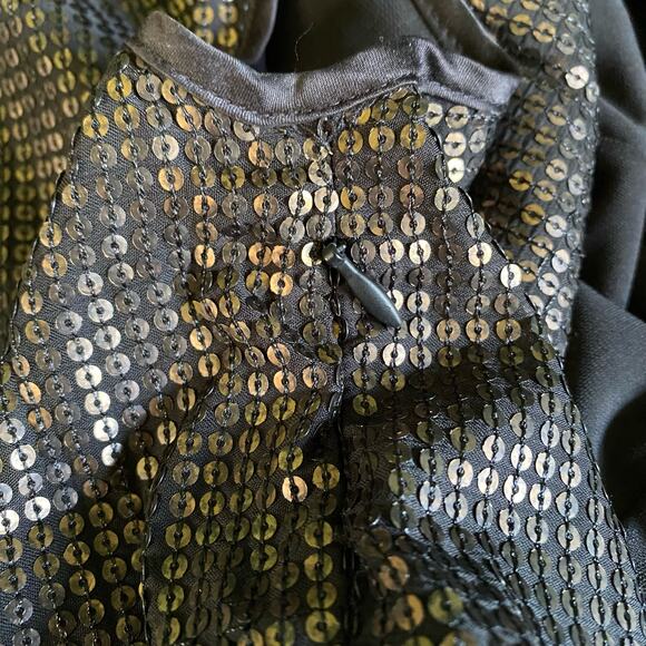 Narciso Rodriguez for Design Nation Faux Wrap Black Gold Sequin Dress - Size M - Picture 4 of 11